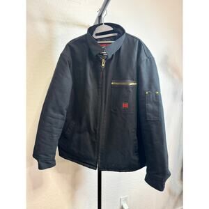 Vintage Tough Duck Work Zipper Jacket Black Size Large  Heavy Winter